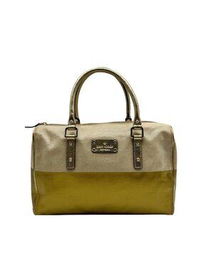 Kate Spade Beige Melinda Flicker Metallic Gold Satchel Bag